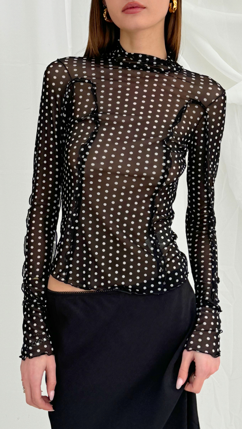 Charlie Printed Mesh Top - Luna Dot