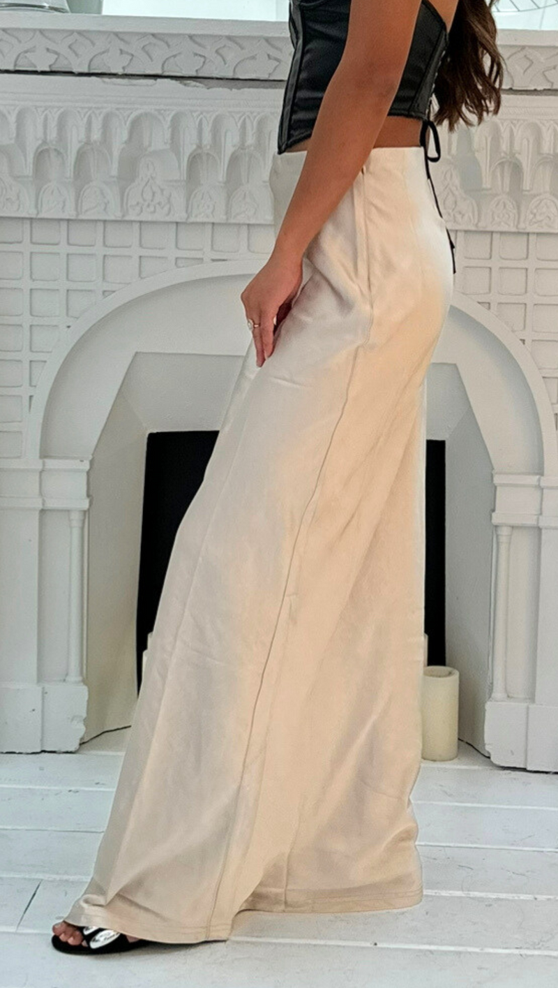 Vera Satin Maxi Skirt - Champagne