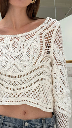 Krista Crochet Top - Ivory
