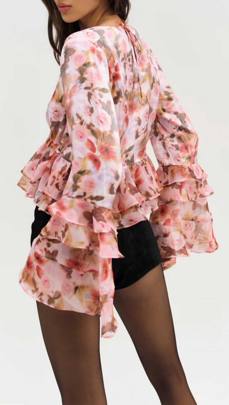 Fallen Floral Top - Pink