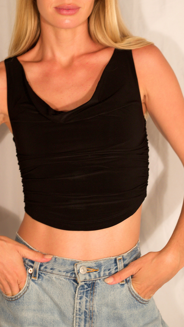 Harlow Ruched Tank - Black