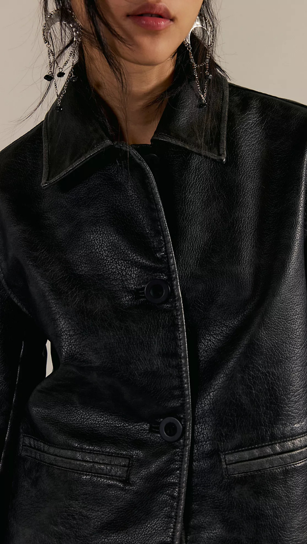 Hera Vegan Leather Jacket - Black