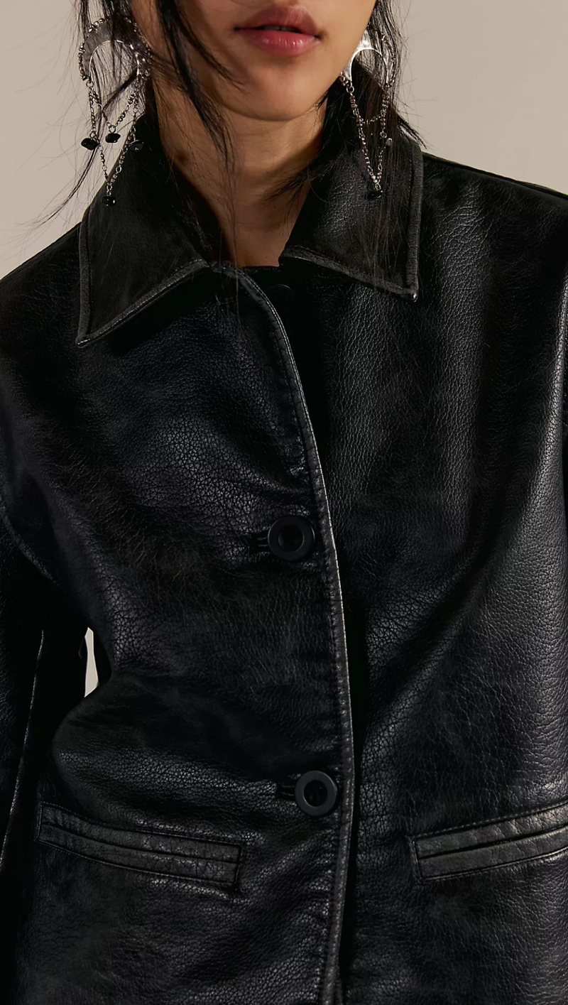 Hera Vegan Leather Jacket - Black
