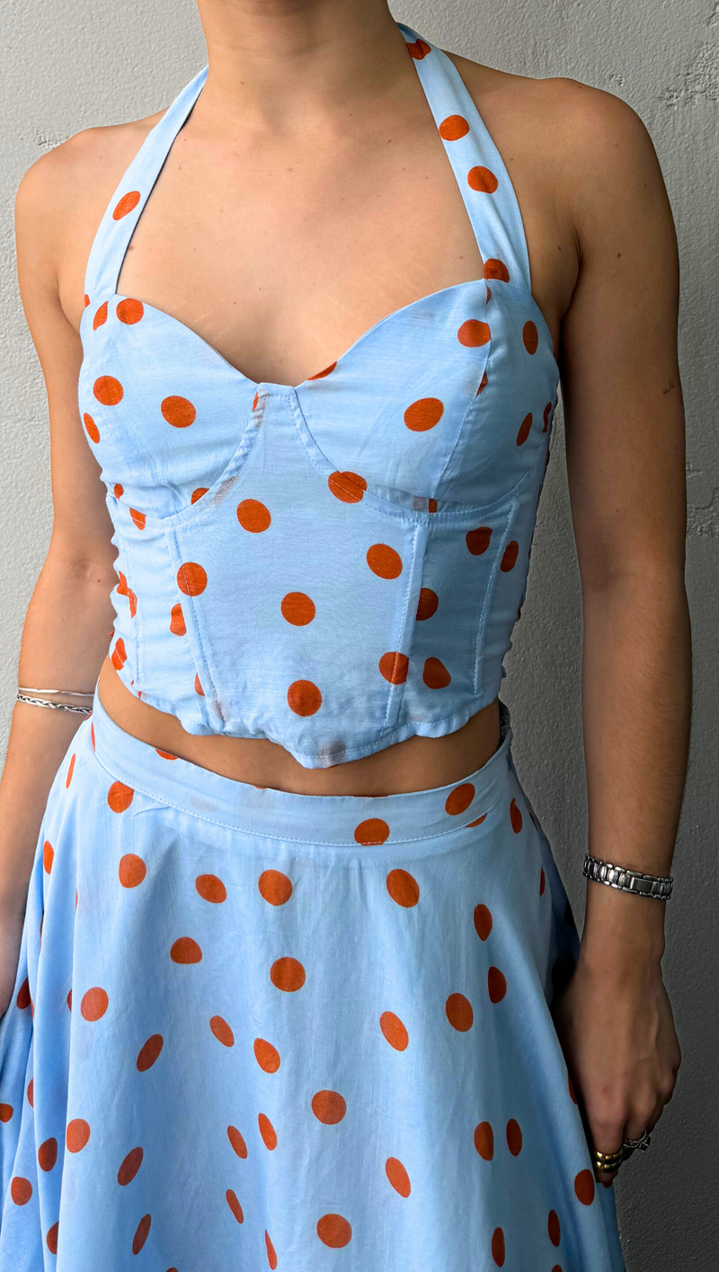 Jacqulyn Polka Dot Top - Blue Rust