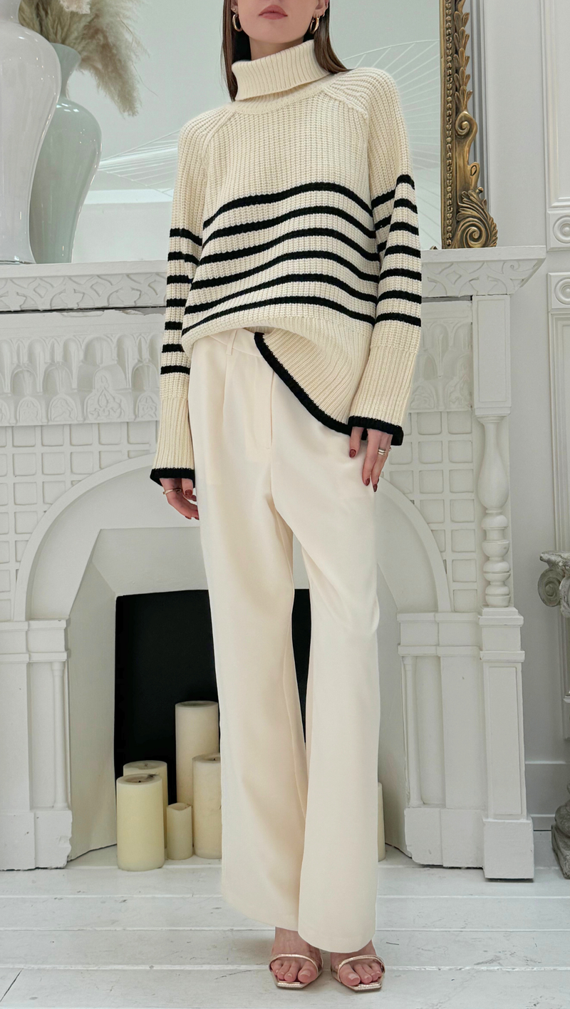 Gianna Sweater - Cream/ Black Stripe