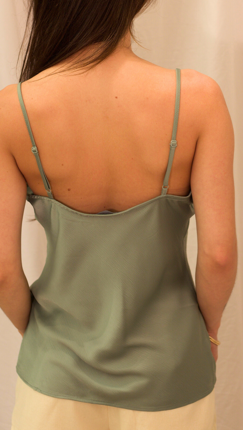 Taylor Deep Lace Cami - Dusty Sage