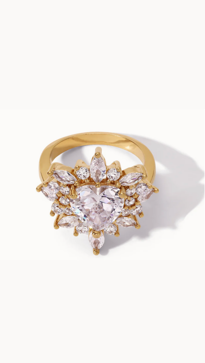 The Rosalind Heart Ring - Gold Cocktail