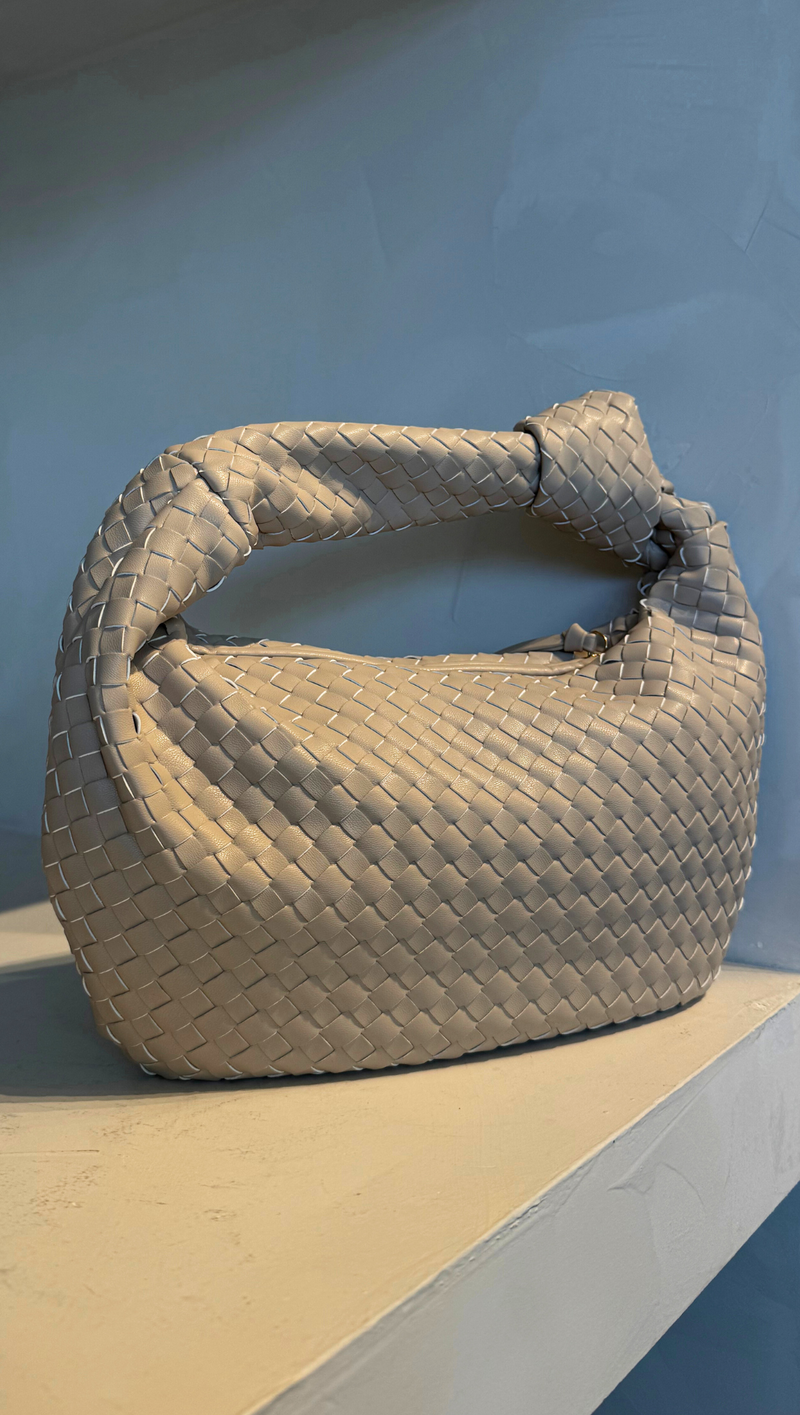 Woven Knotted Shoulder Bag - Oatmeal