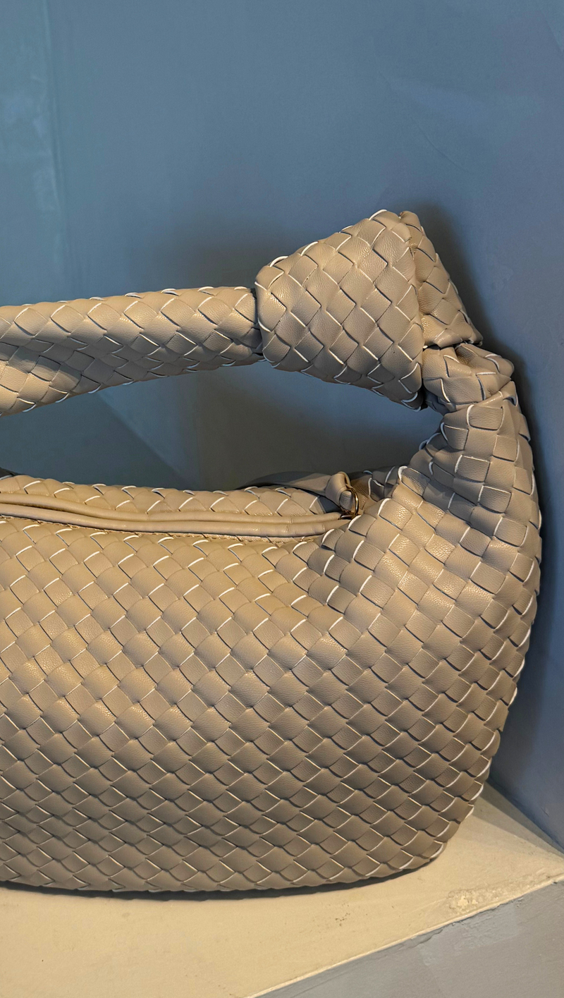 Woven Knotted Shoulder Bag - Oatmeal