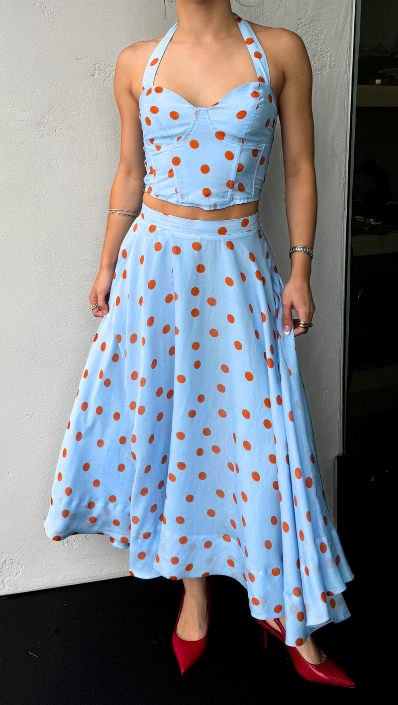 Jacqulyn Polka Dot Skirt - Blue Rust