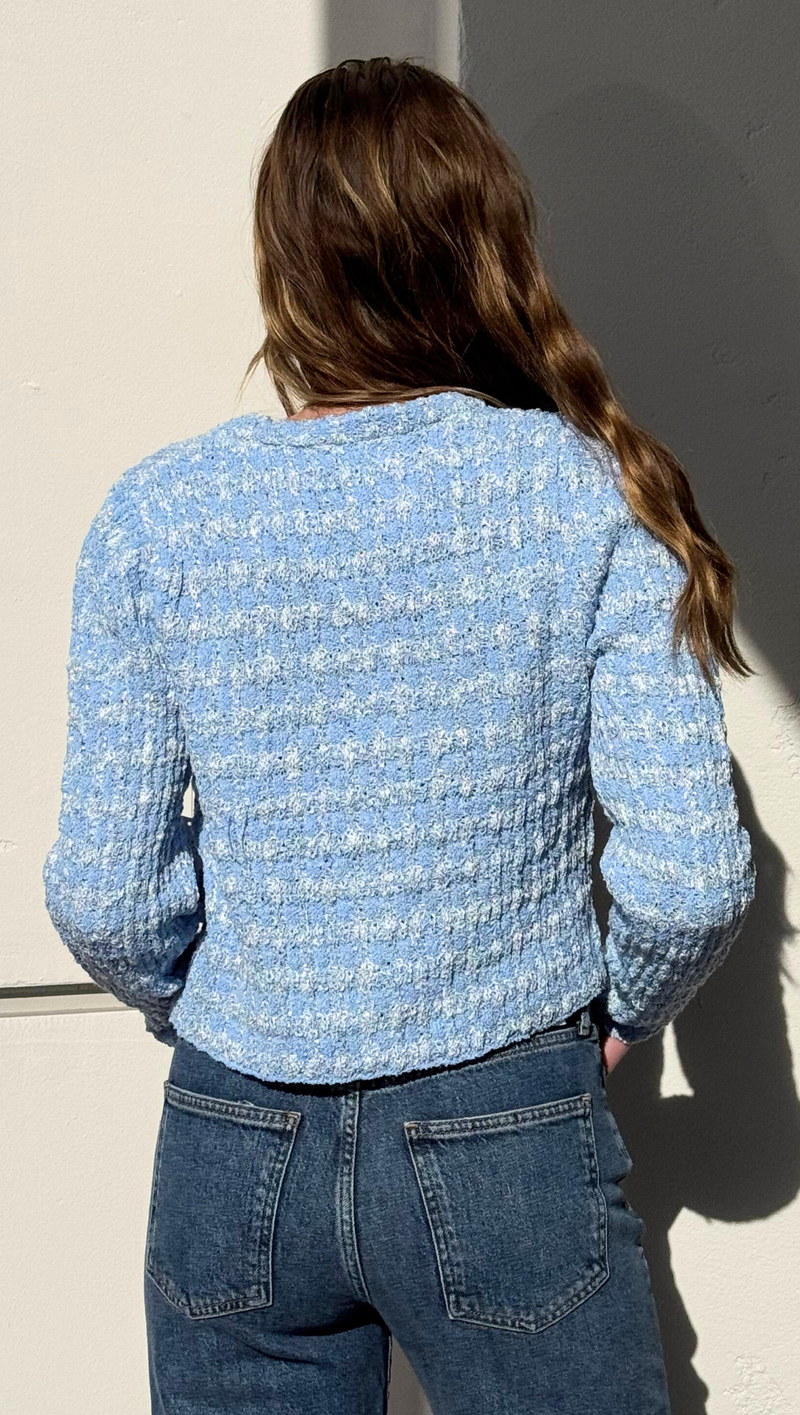 Monique Knit Sweater Cardigan - Light Blue