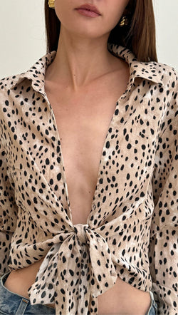 Chandler Tie Top - Leopard