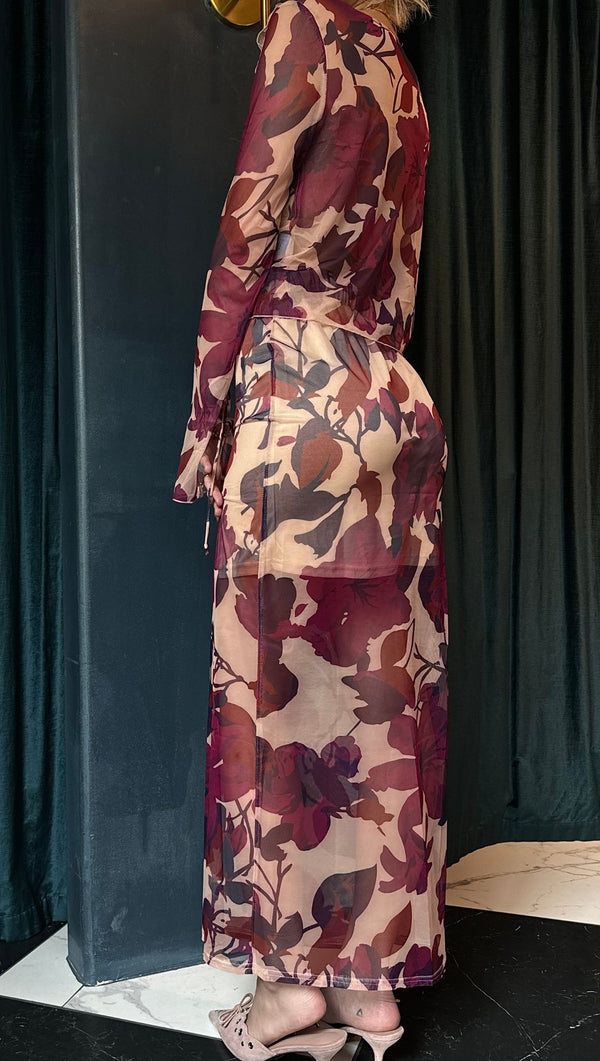 Vix Floral Skirt Set - Plum