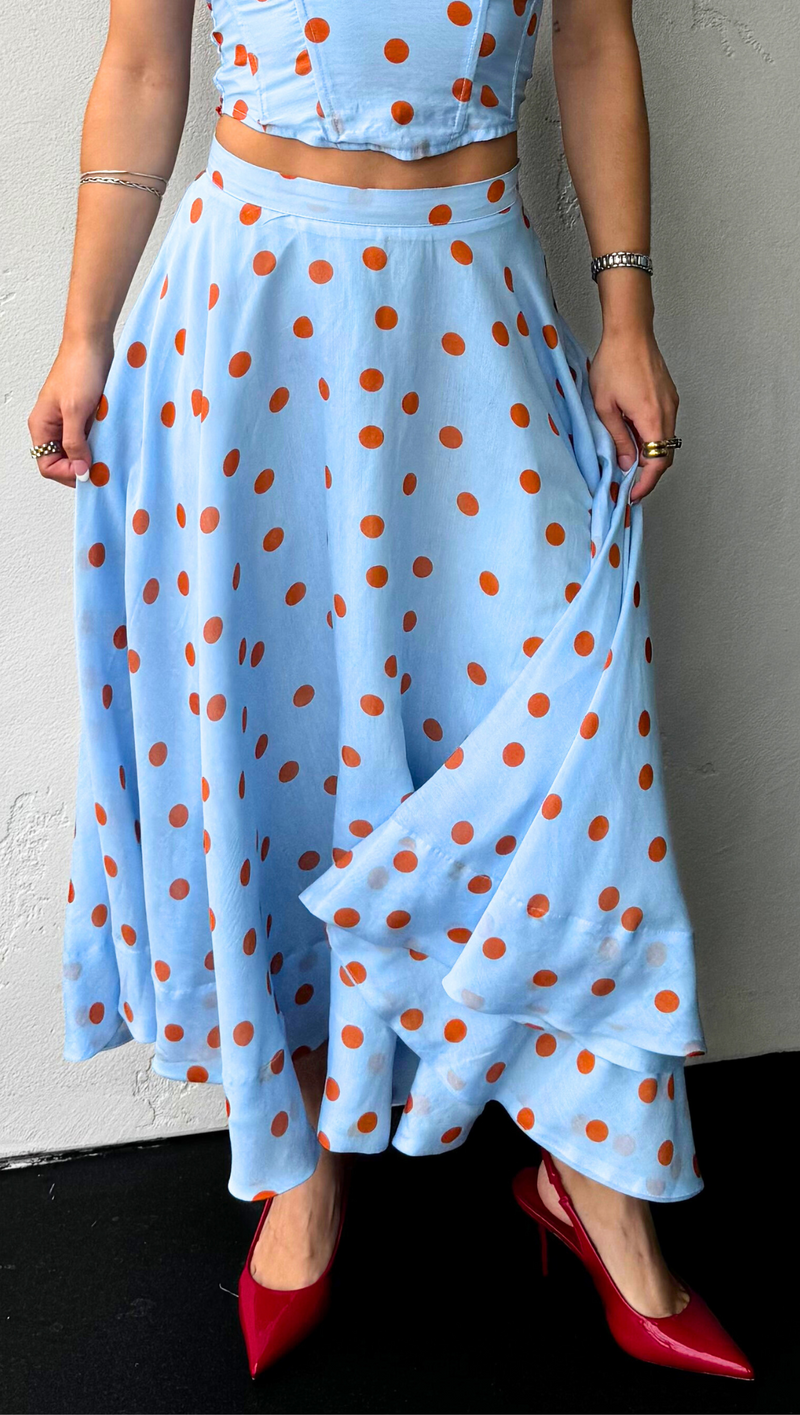 Jacqulyn Polka Dot Skirt - Blue Rust