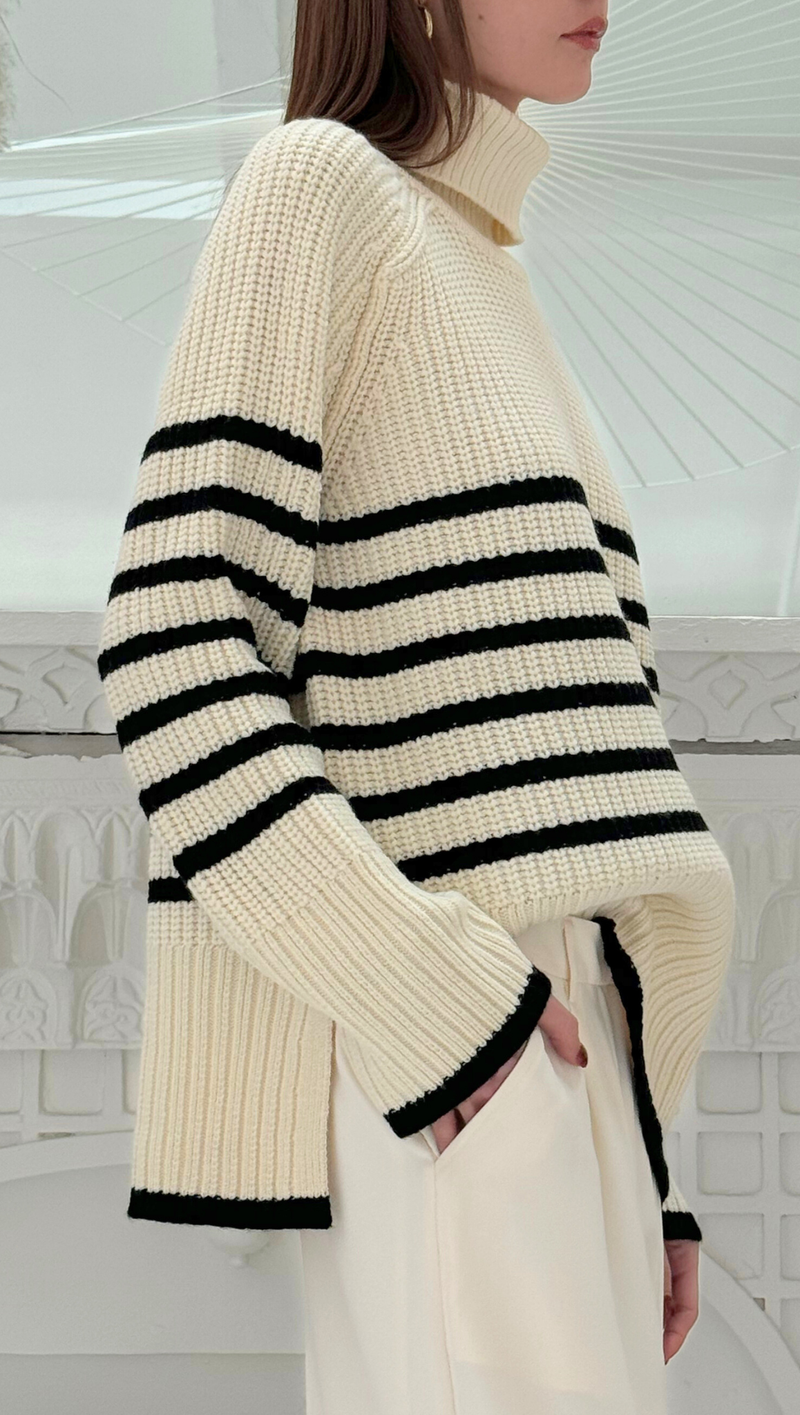 Gianna Sweater - Cream/ Black Stripe