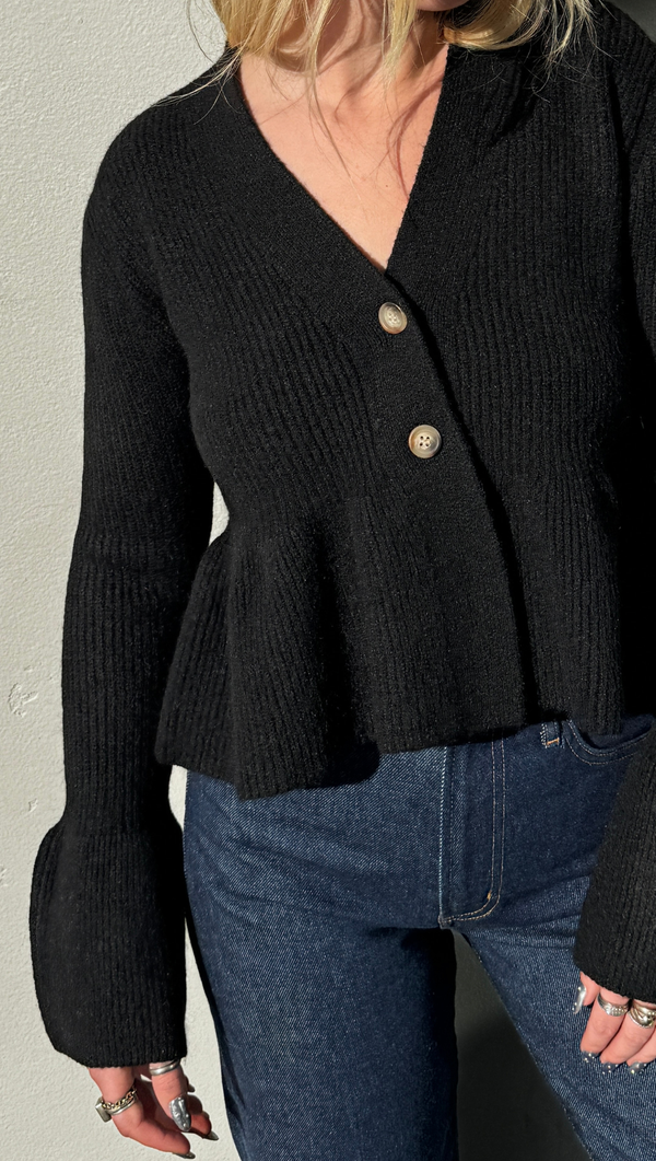 Savanna Sweater Knit Cardigan -Black