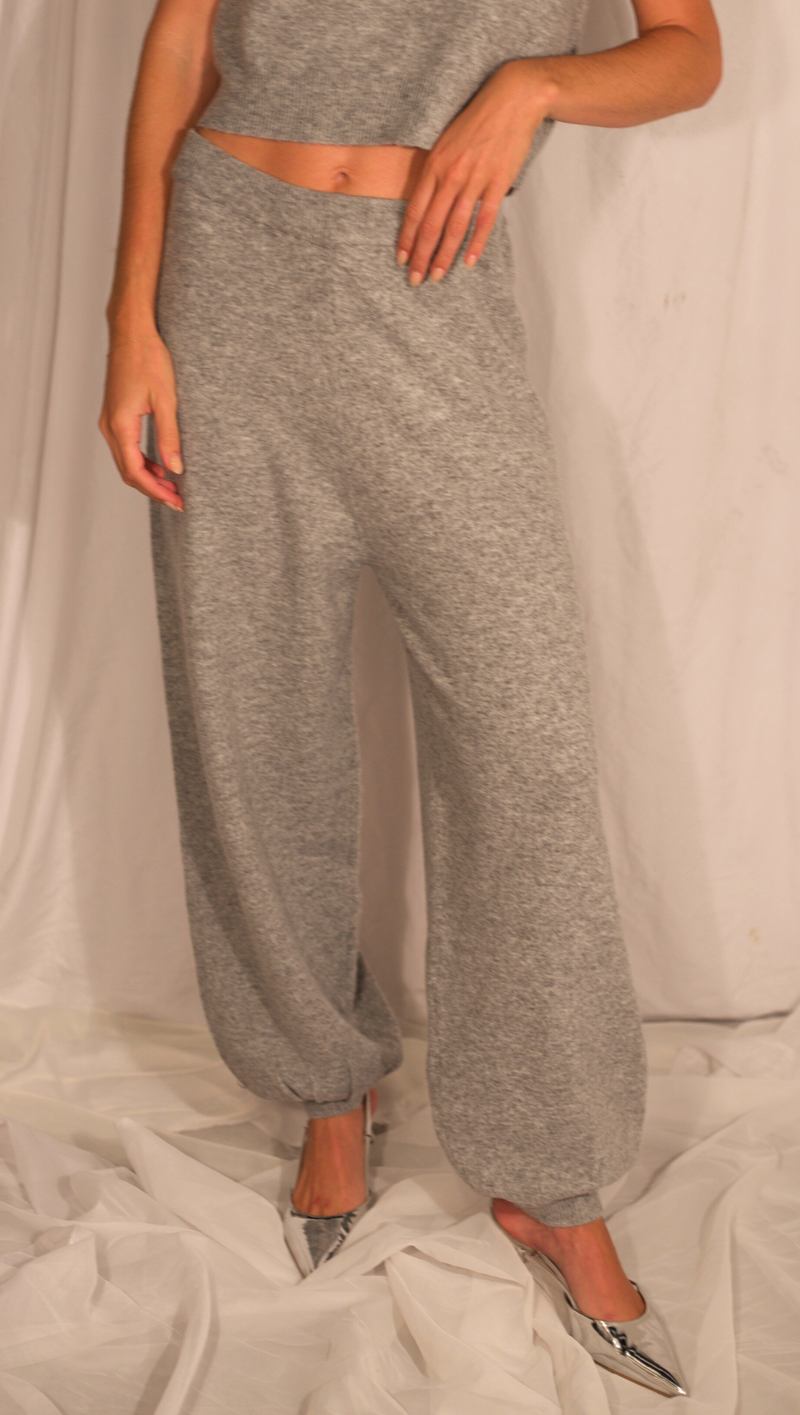 Knit Jogger Set and Scarf -Grey