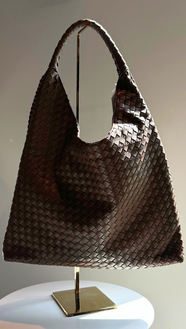 Woven Square Tote - Brown