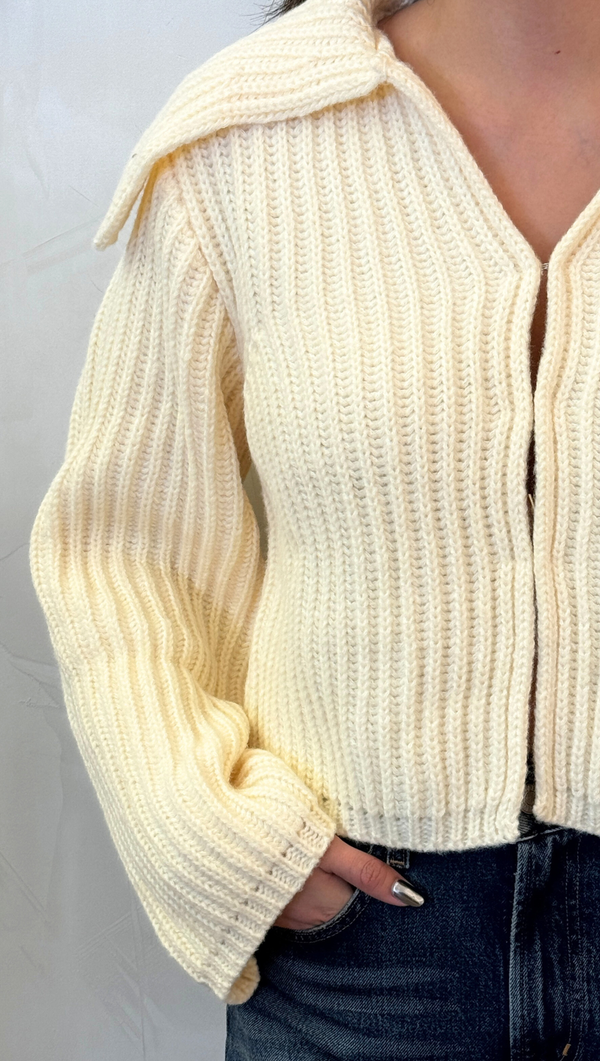 Lauren Chunky Collared Cardigan - Ivory