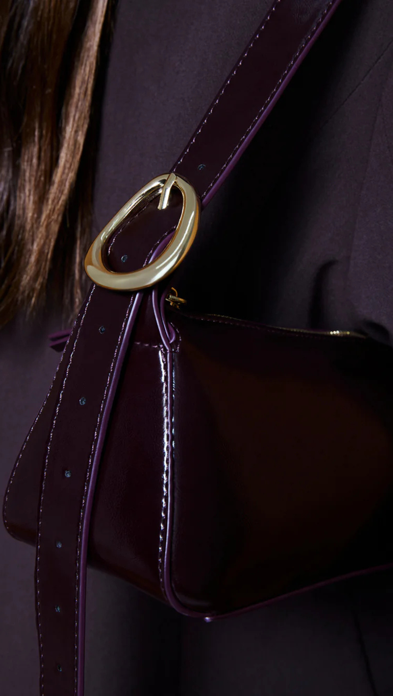 Hailey Shoulder Bag - Merlot Shine
