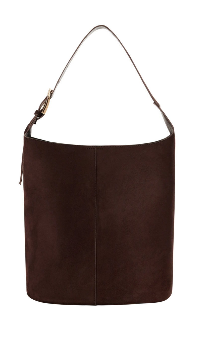 Cali Shoulder Bag - Chocolate Suede