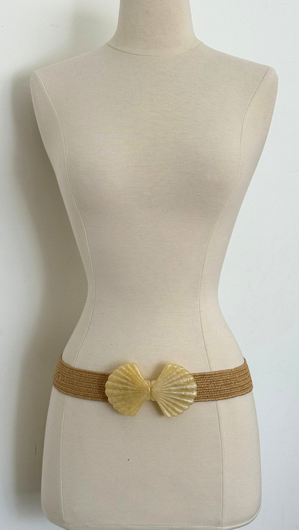 Acrylic Shell Stretch Belt - Natural