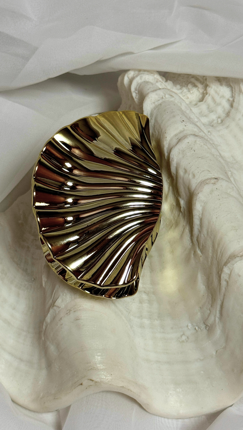 Large Seashell Hair Claw - Gold