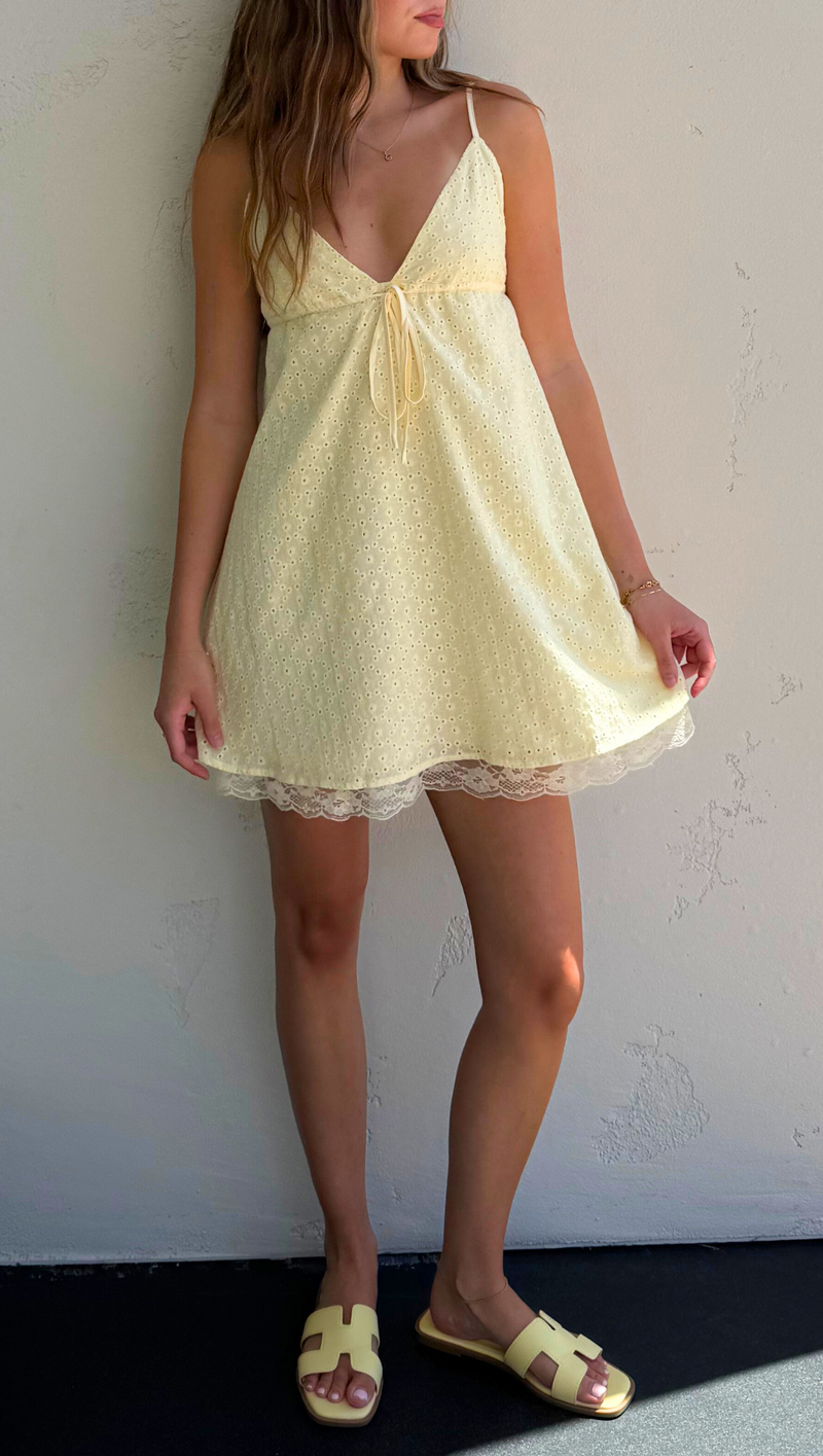 Ruby Eyelet Mini Dress - Vanilla