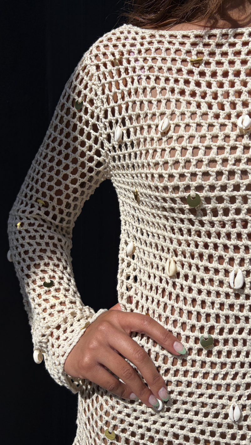 Seashell Crochet Dress - Beige  Van De Vort