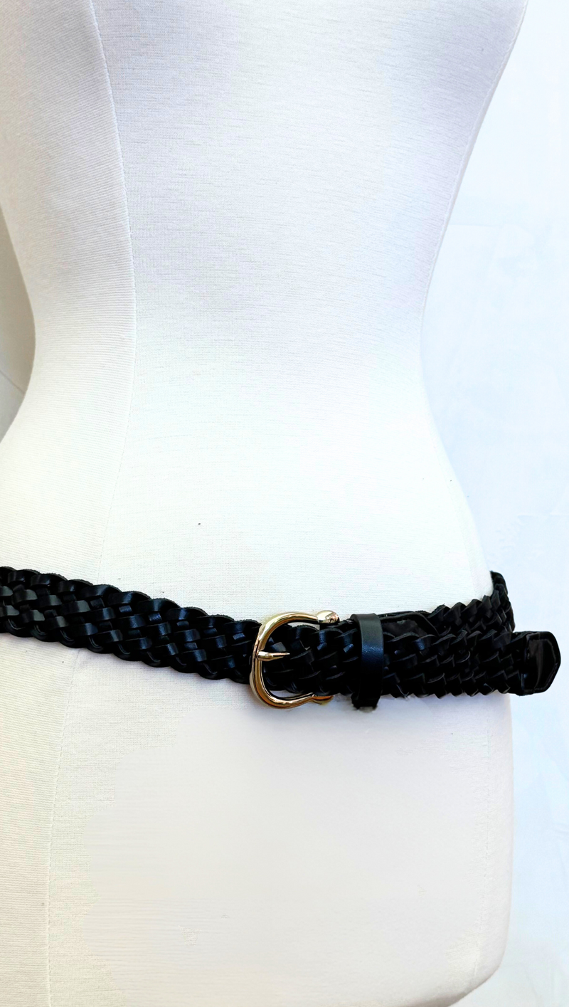 Braided Equestrian Buckle Belt - Black