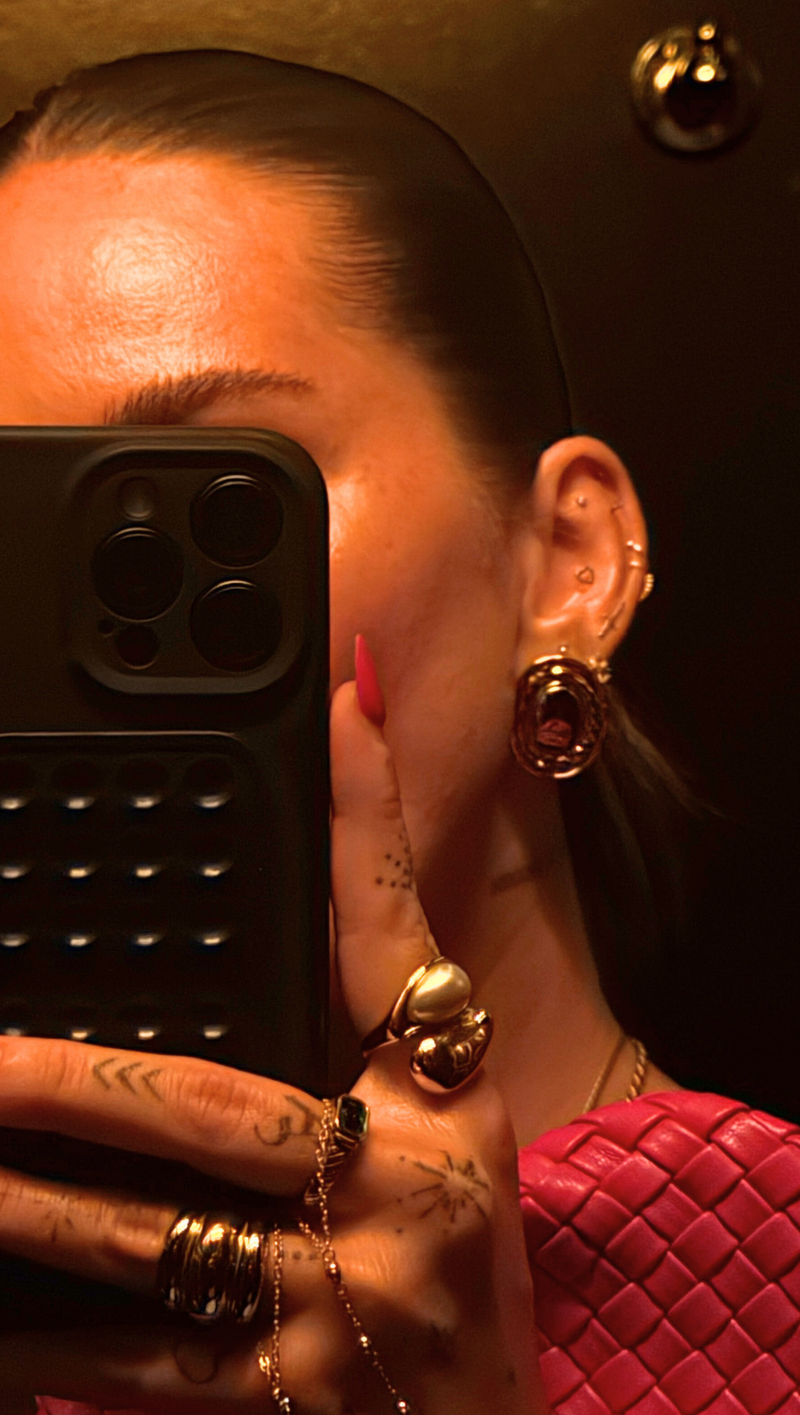 Textured Two Tone Oval Earrings - Stainless Steel