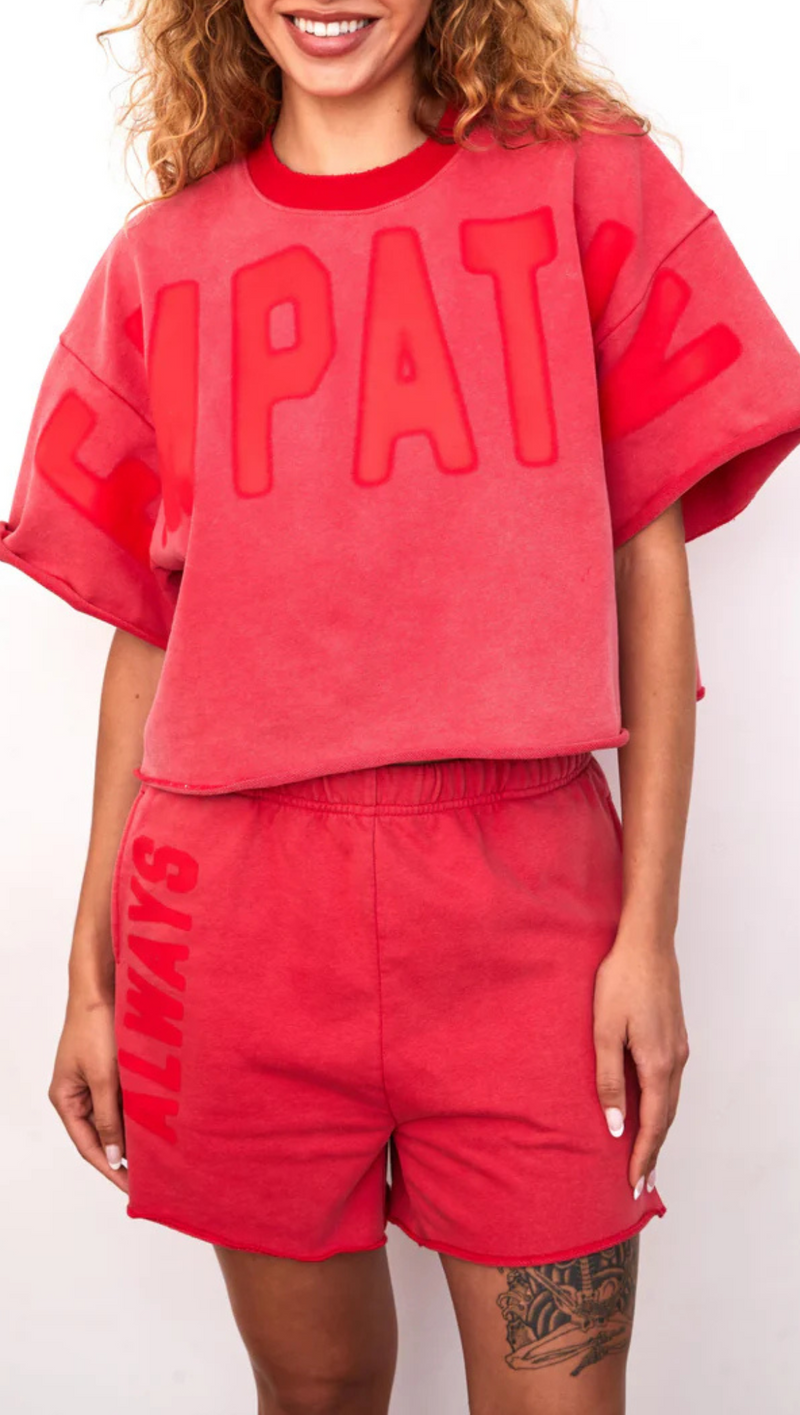 Empathy Always Vintage Short Sleeve Crewneck - Red