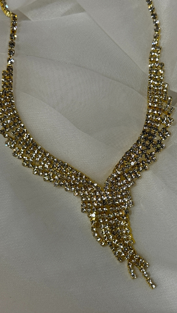 Layered Tassel Crystal Necklace