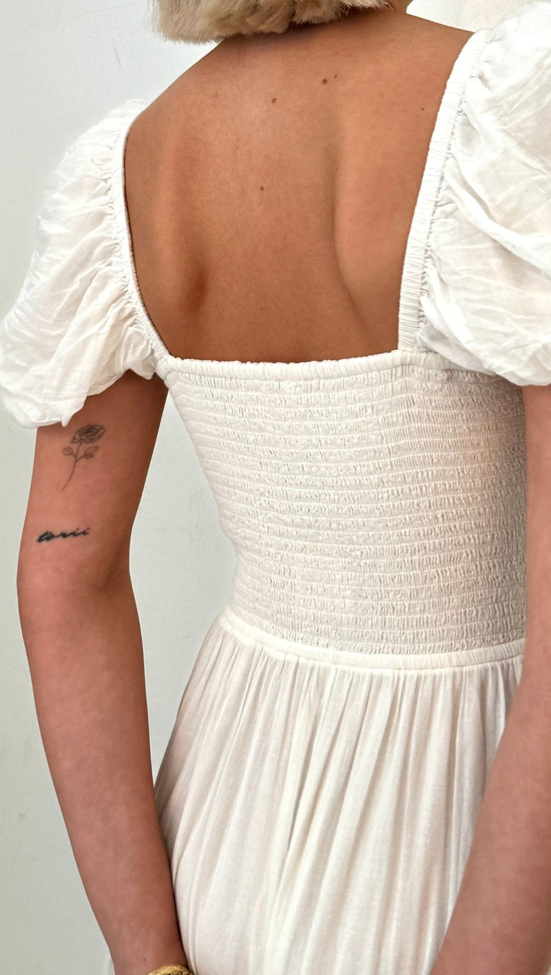Short Sleeve Sundrenched Dress - Whisper White