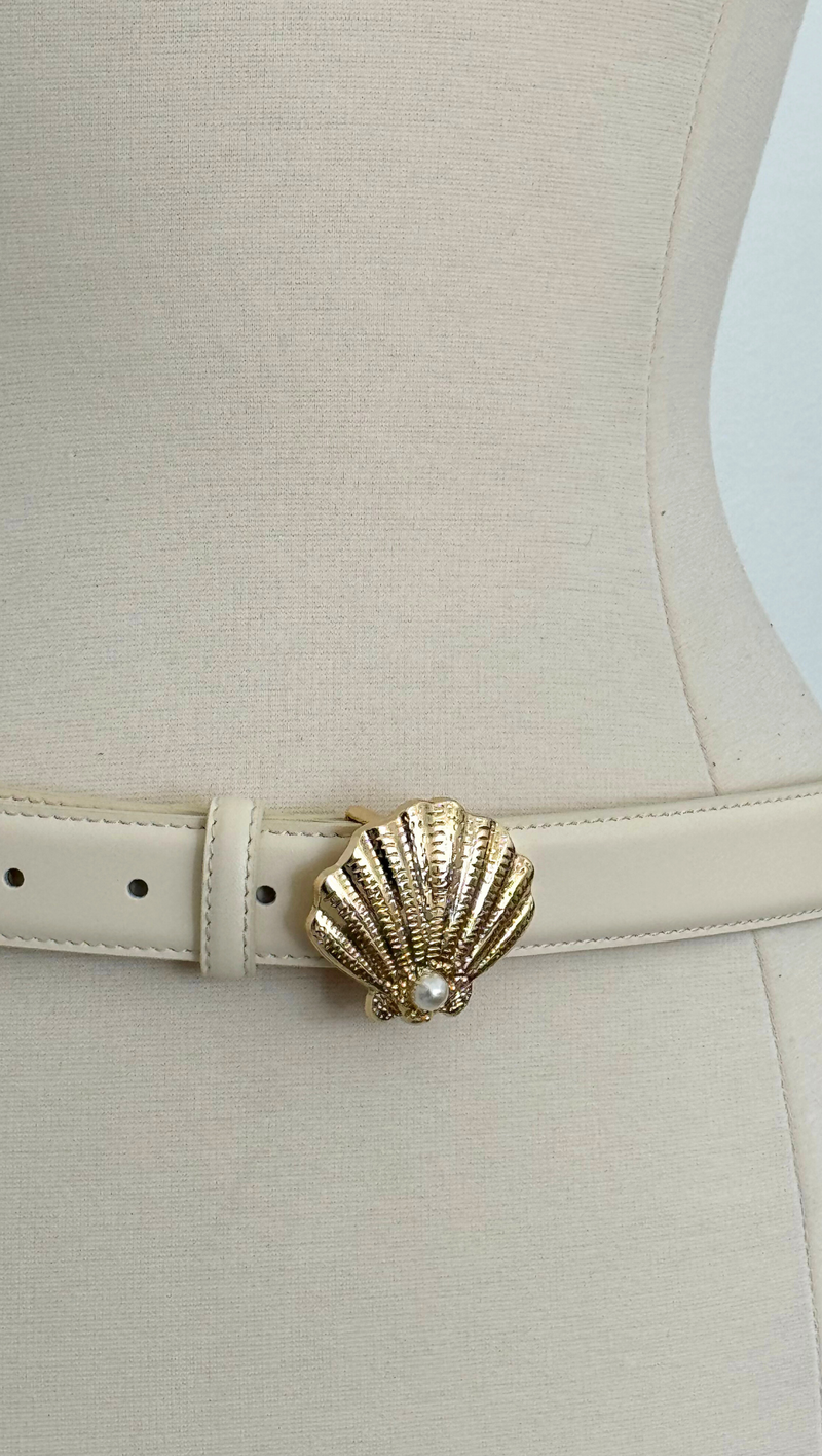 Seashell Buckle Belt - Beige