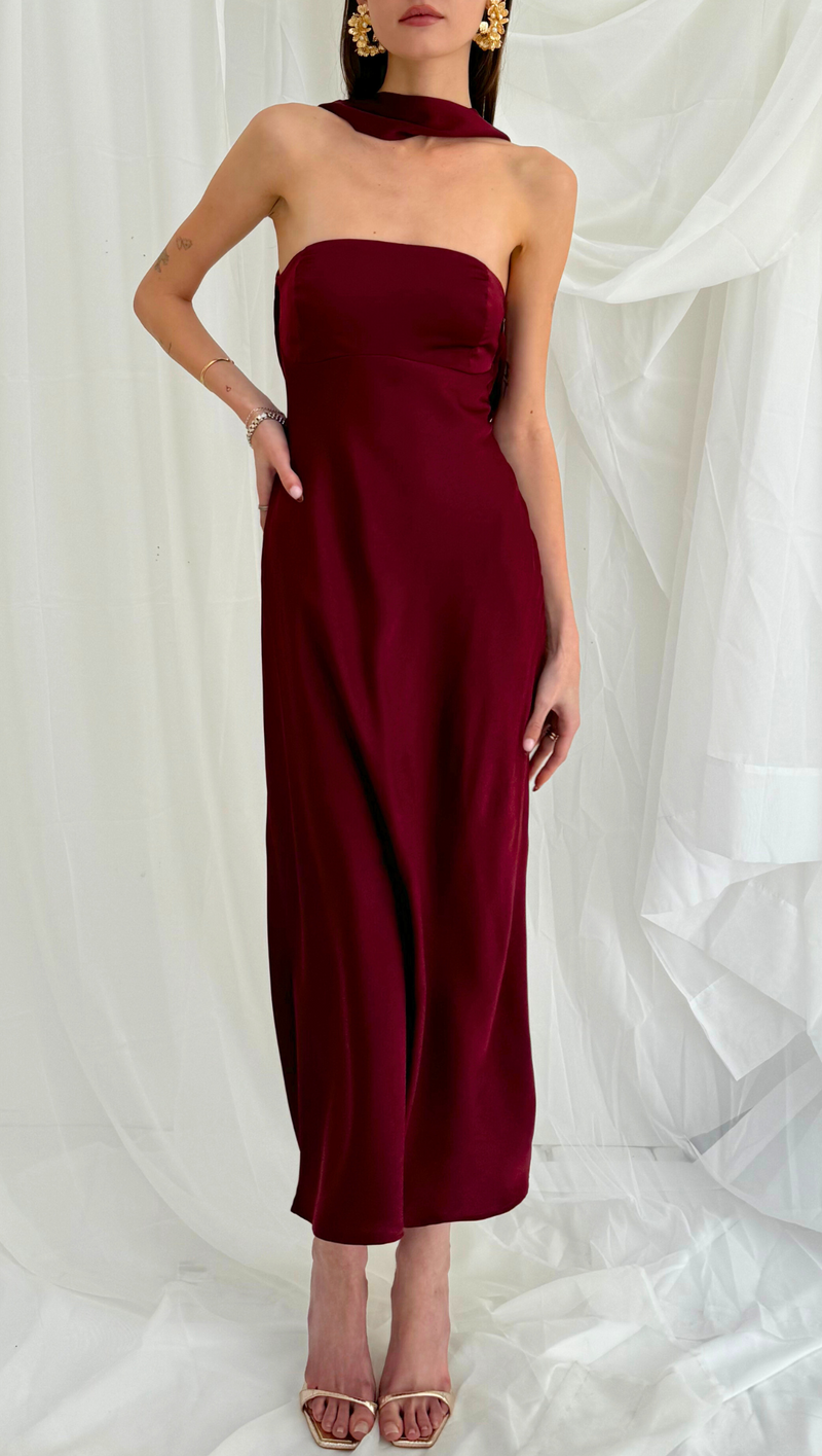 Viviana Cowl Back Maxi Dress - Wine