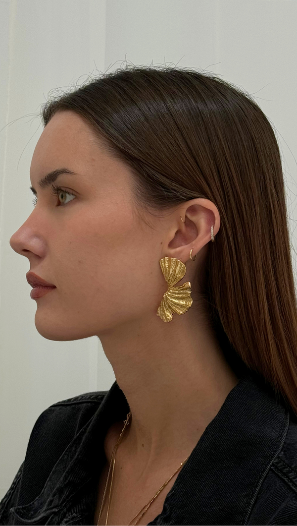 Exaggerated Gold Leaf Earring