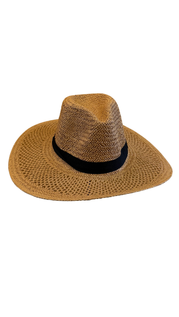 Straw Sunhat With Black Accent - Wheat