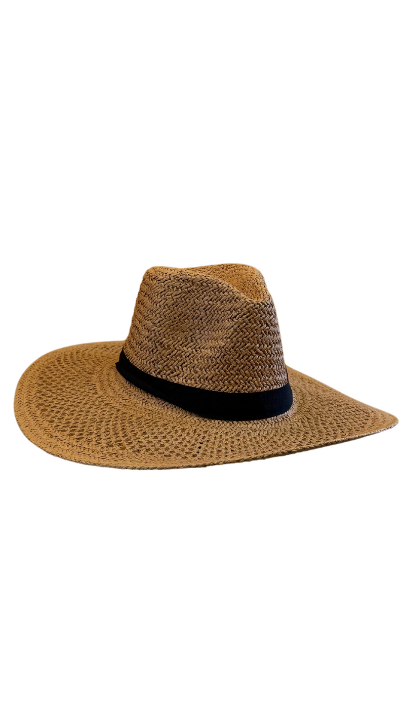 Straw Sunhat With Black Accent - Wheat