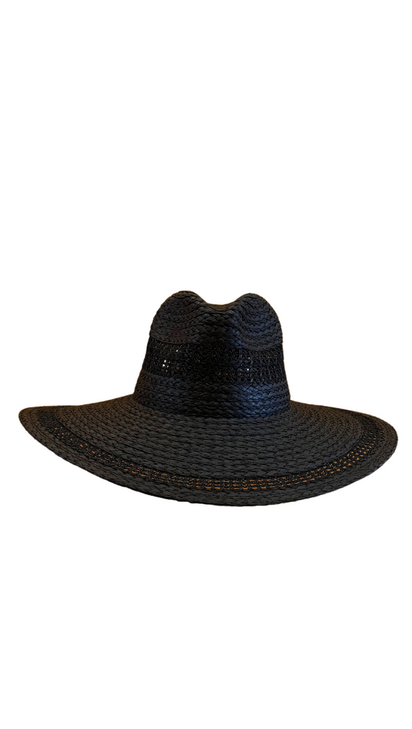 Straw Wide Brim Sunhat - Black