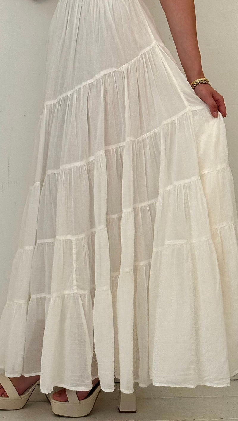 Short Sleeve Sundrenched Dress - Whisper White