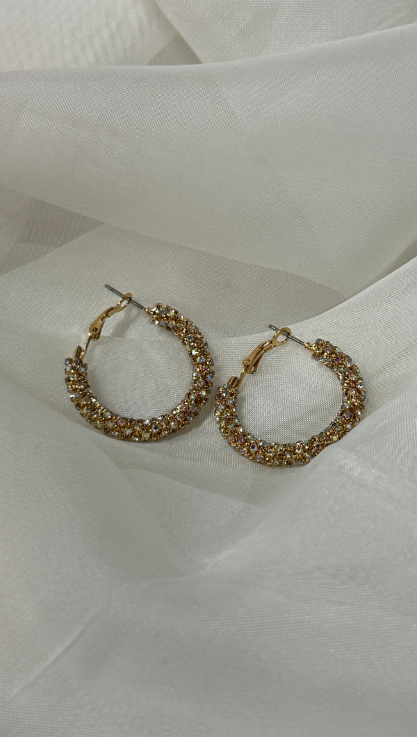 Rhinestone Oval Texture Earrings