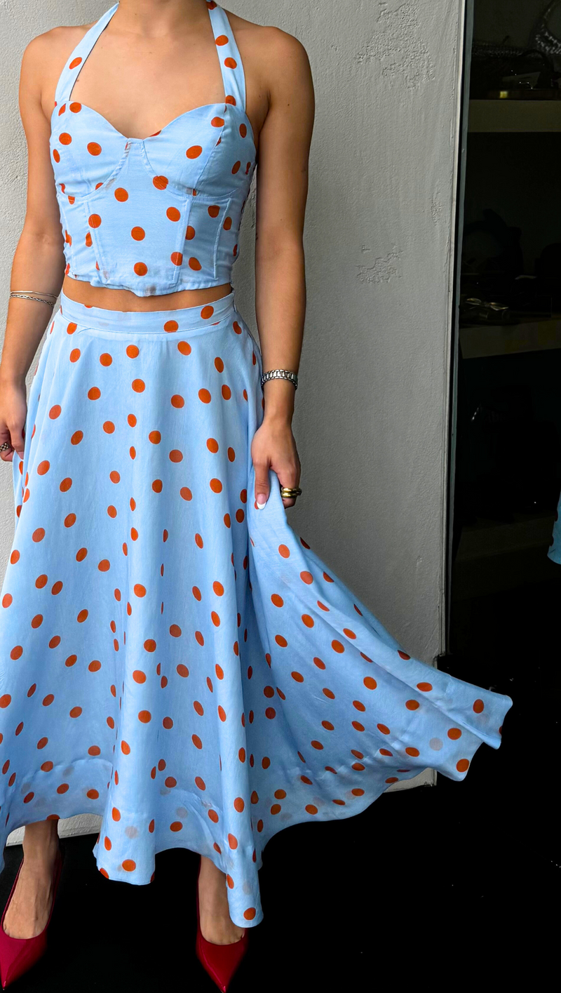 Jacqulyn Polka Dot Skirt - Blue Rust