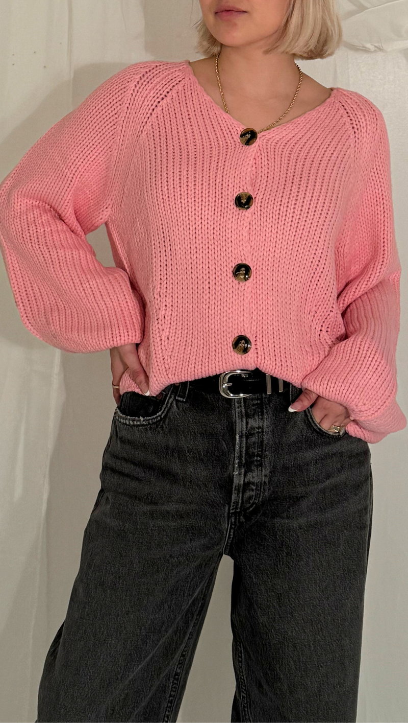 Dea V Neck Sweater - Pink