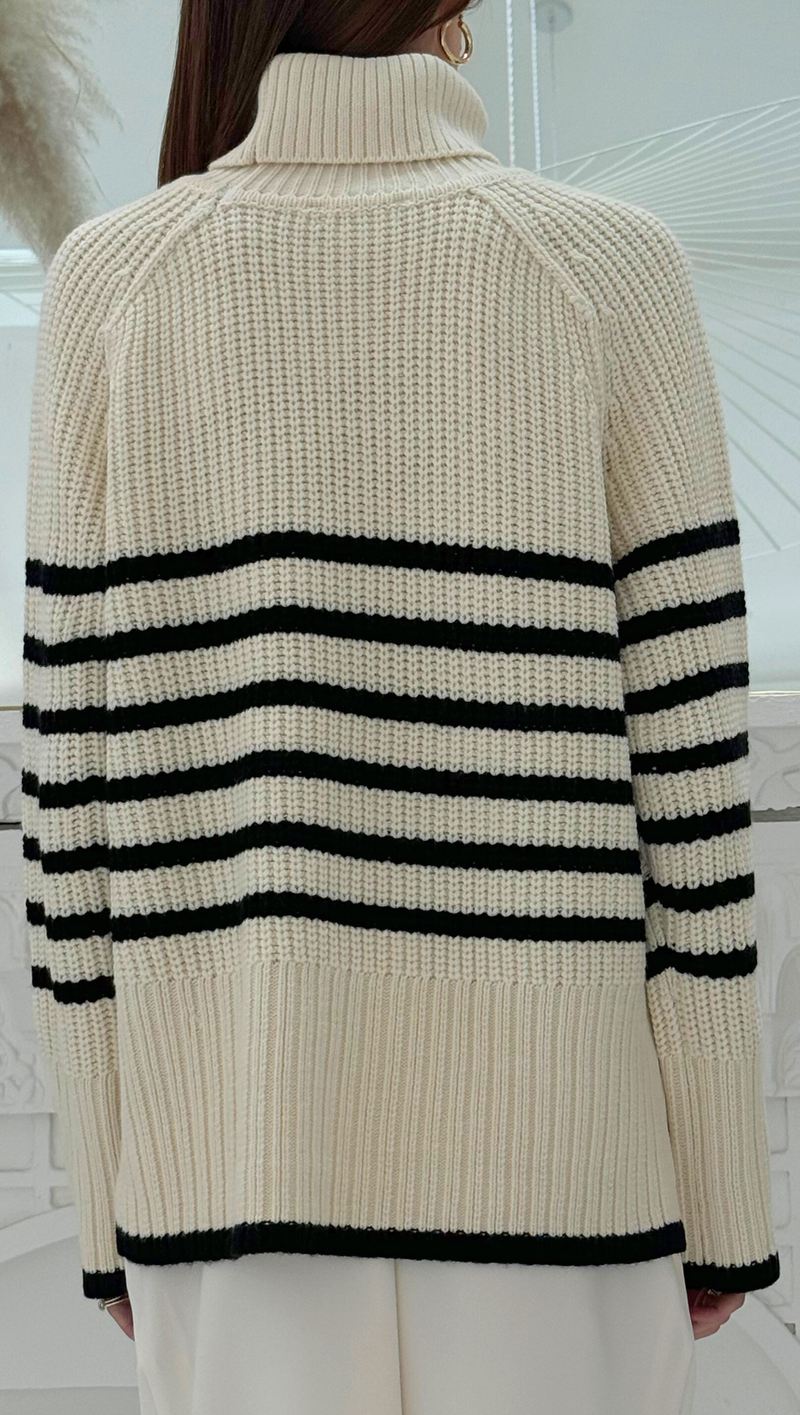 Gianna Sweater - Cream/ Black Stripe