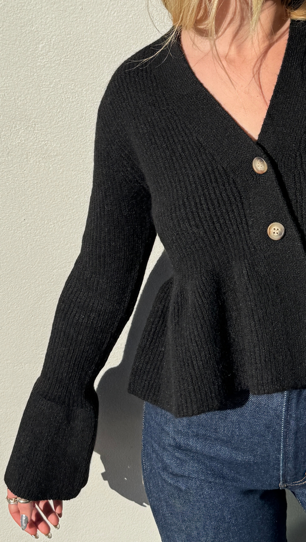 Savanna Sweater Knit Cardigan -Black