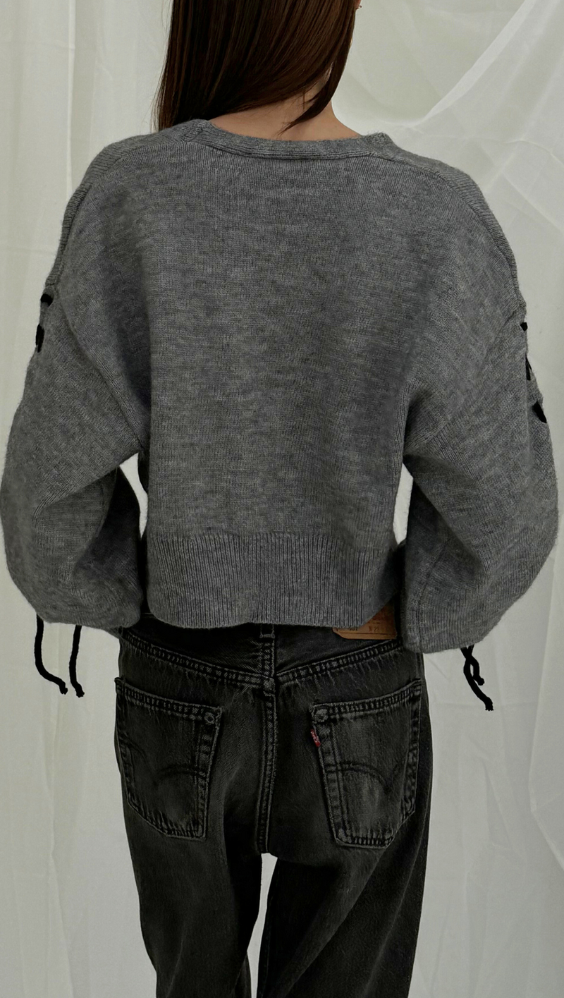 Nicole Bow Cardigan - Grey