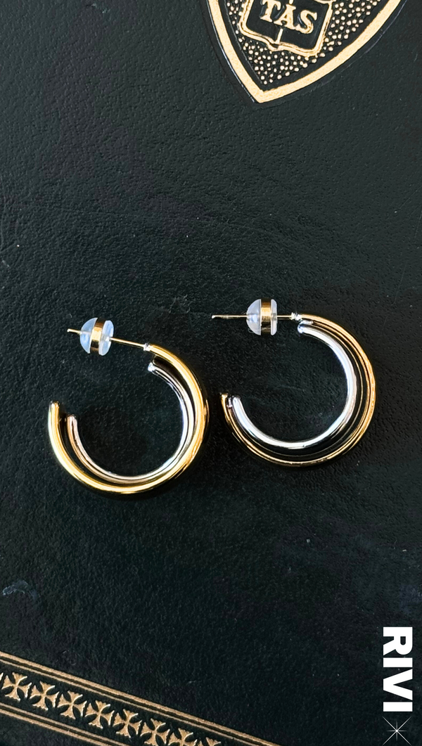 Cosmo Two-Tone Hoop Earring - Gold Plated Stainless Steel