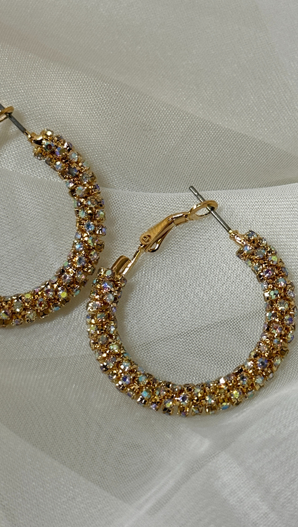 Rhinestone Oval Texture Earrings