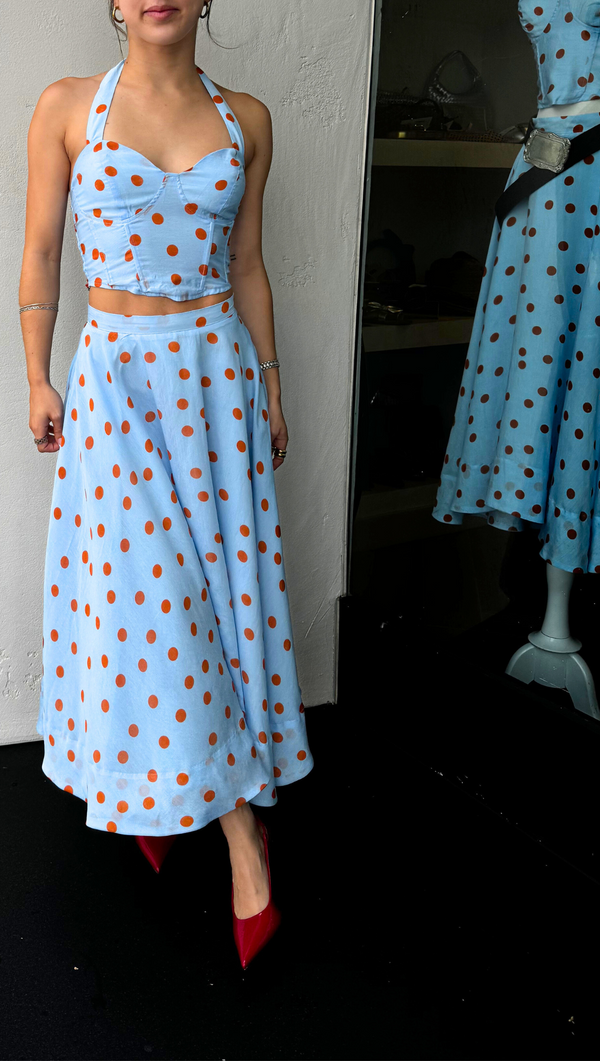 Jacqulyn Polka Dot Skirt - Blue Rust